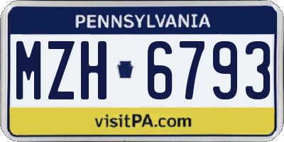 PA license plate MZH6793