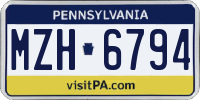 PA license plate MZH6794