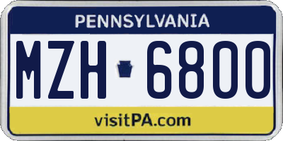 PA license plate MZH6800