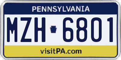 PA license plate MZH6801