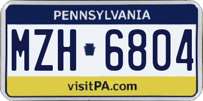 PA license plate MZH6804