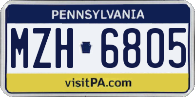 PA license plate MZH6805