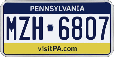 PA license plate MZH6807