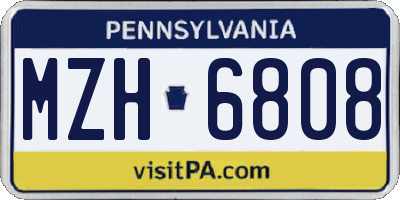 PA license plate MZH6808