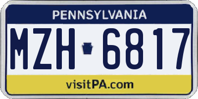PA license plate MZH6817