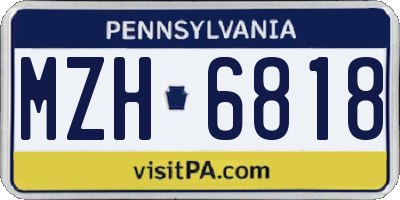 PA license plate MZH6818