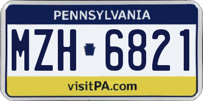 PA license plate MZH6821