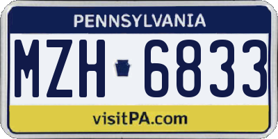 PA license plate MZH6833