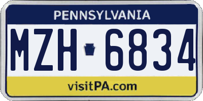 PA license plate MZH6834