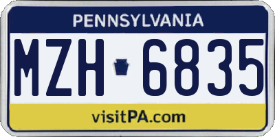 PA license plate MZH6835