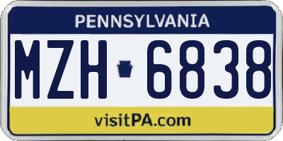 PA license plate MZH6838