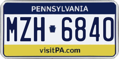 PA license plate MZH6840