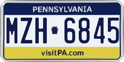 PA license plate MZH6845