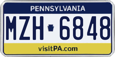 PA license plate MZH6848