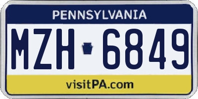 PA license plate MZH6849