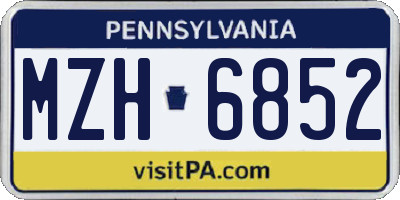 PA license plate MZH6852