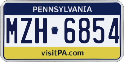 PA license plate MZH6854