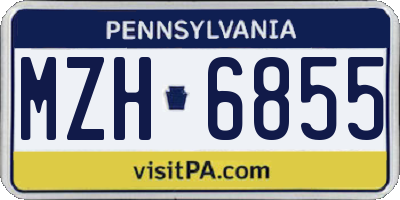 PA license plate MZH6855