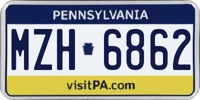 PA license plate MZH6862