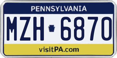 PA license plate MZH6870