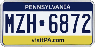PA license plate MZH6872