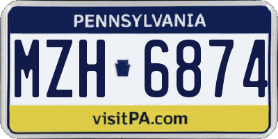 PA license plate MZH6874