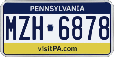 PA license plate MZH6878