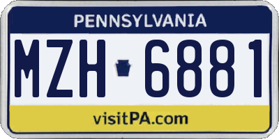 PA license plate MZH6881