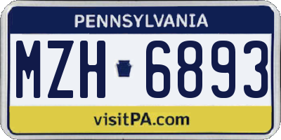 PA license plate MZH6893