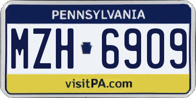 PA license plate MZH6909