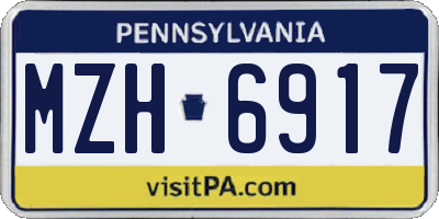 PA license plate MZH6917