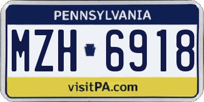 PA license plate MZH6918