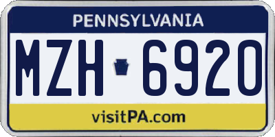 PA license plate MZH6920