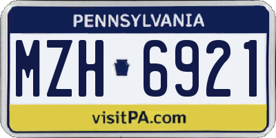 PA license plate MZH6921
