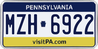 PA license plate MZH6922