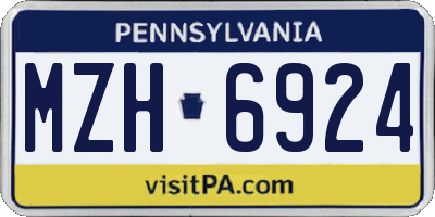 PA license plate MZH6924