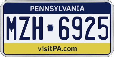 PA license plate MZH6925