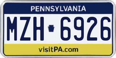 PA license plate MZH6926
