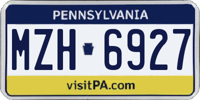 PA license plate MZH6927