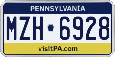 PA license plate MZH6928