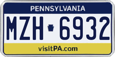 PA license plate MZH6932