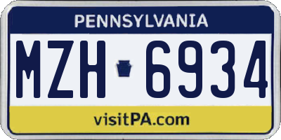 PA license plate MZH6934