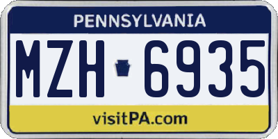 PA license plate MZH6935