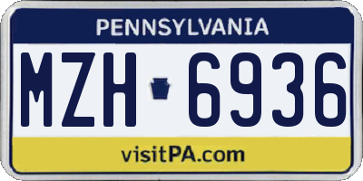 PA license plate MZH6936