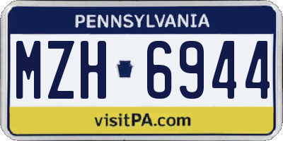PA license plate MZH6944