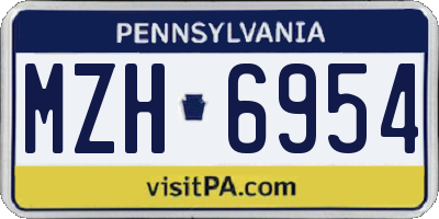 PA license plate MZH6954