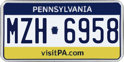 PA license plate MZH6958