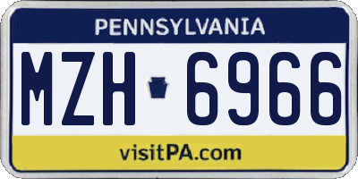 PA license plate MZH6966
