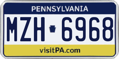 PA license plate MZH6968