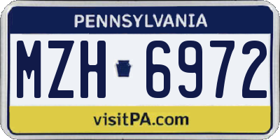 PA license plate MZH6972